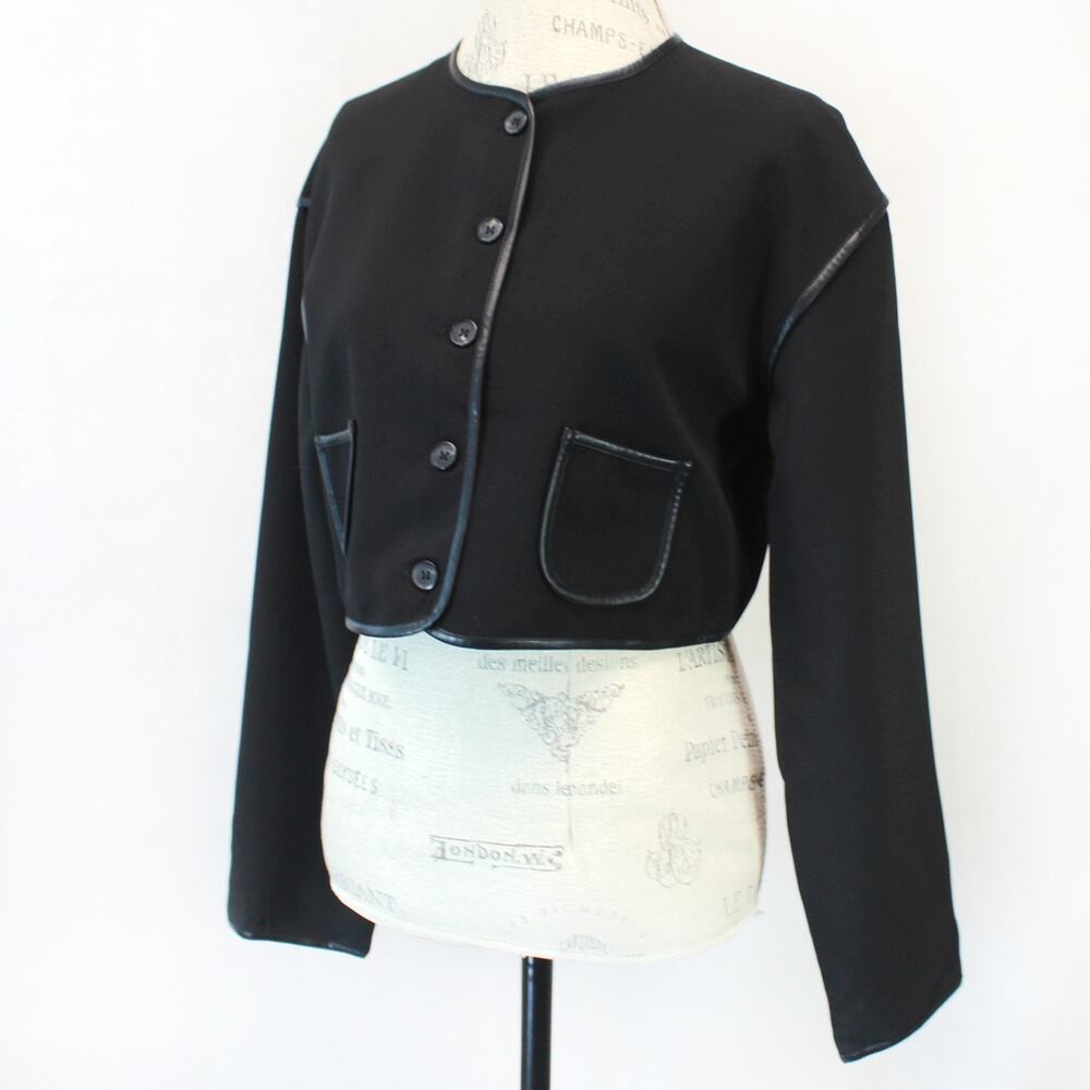 Lioness Black Button Blazer Jacket Cropped Old Money Pocket XXS